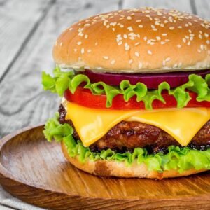 Tasty and appetizing hamburger cheeseburger