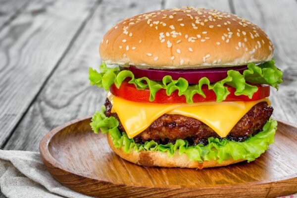 Tasty and appetizing hamburger cheeseburger